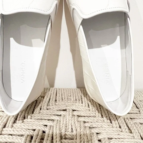 VINCE White Leather Woven Textured Womens Slip On Platform Sneakers size US 11 - Picture 7 of 9